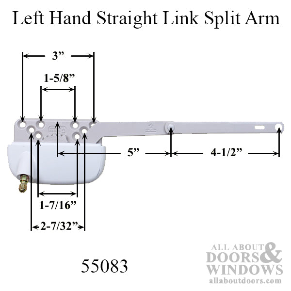 Truth® Ellipse Split Arm Operator, 4-1/2Inch Straight Link, Left Hand