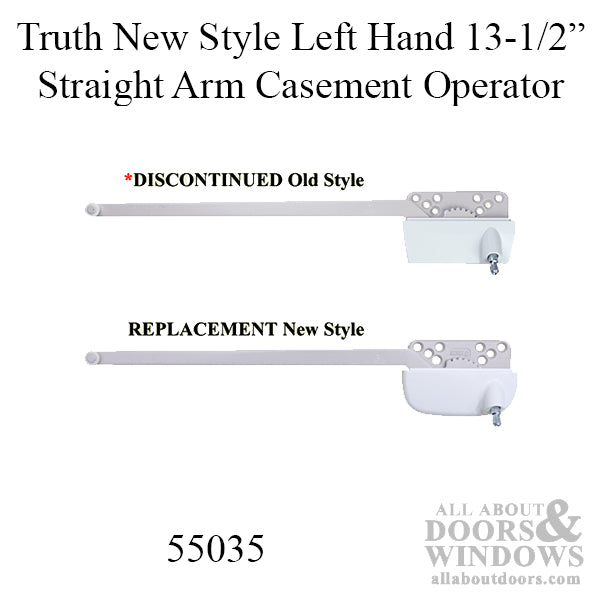 New Style Truth Ellipse Left Hand 13-1/2 Inch Straight Arm Casement Operator - Choose Color