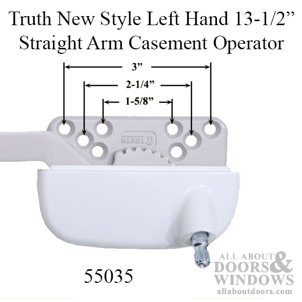 New Style Truth Ellipse Left Hand 13-1/2 Inch Straight Arm Casement Operator - Choose Color