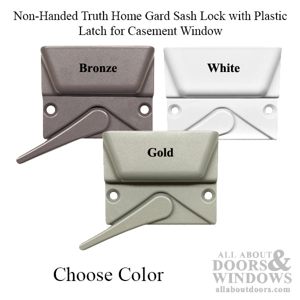 Non-Handed Truth® Home Gard Sash Lock with Plastic Latch for Casement Window - Choose Color