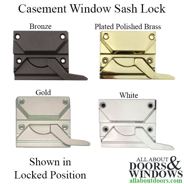 Casement Window Sash Lock, 4 Screw holes, 2-3/8 inch, Right Hand