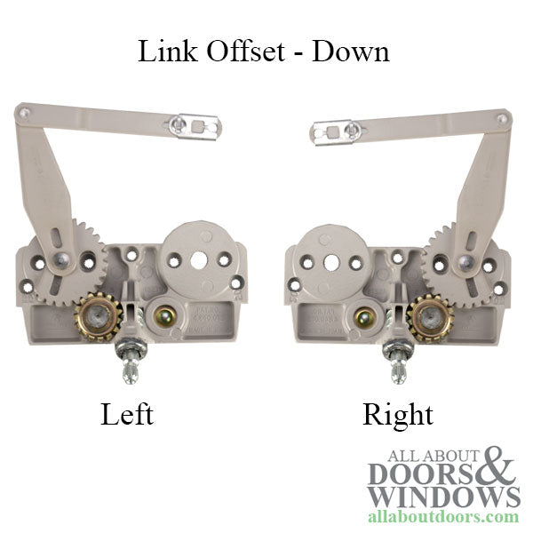 Left Hand Dyad Casement Window Operator for Wood Windows, Offset Down Link