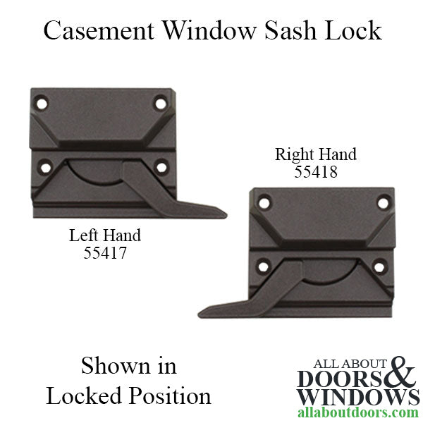 Casement Window Sash Lock, 4 Screw holes, 2-3/8 inch, Right Hand