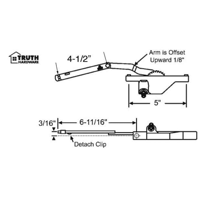 Left Hand Rear Mount Dyad Window Operator, 4-1/2" Holes, Chestnut Bronze, Flat Link #30866