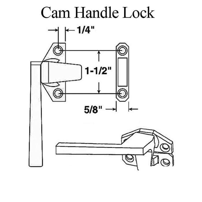 Cam Handle lock - 1-1/2 Inch Hole C-C - Left - Choose Color