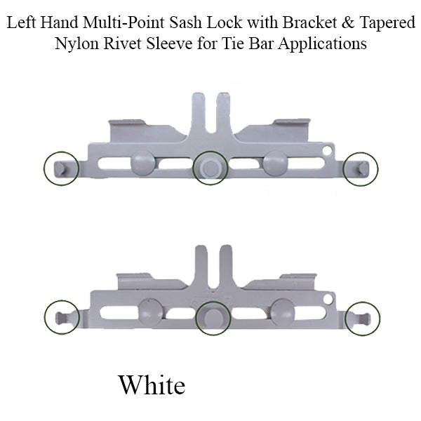 Left Hand Multi-Point Sash Lock with Bracket, White