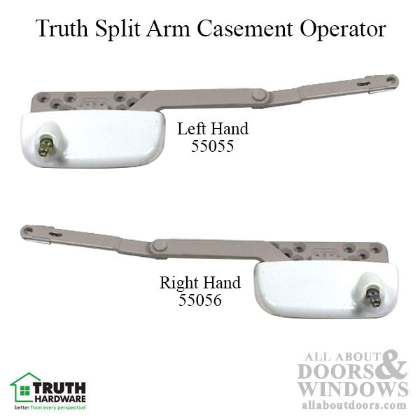 Truth® Ellipse Split Arm Casement Operator, 1/4Inch Offset Link, Left Hand