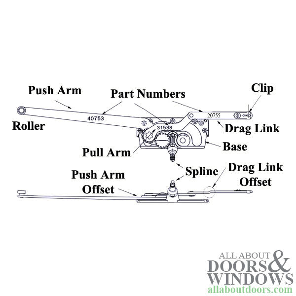Left Hand Truth 20755 Dual Arm Casement Operator for Caradco/Jeld-Wen