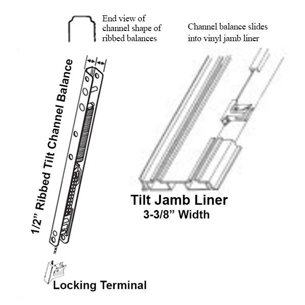 1/2 Ribbed Channel Balance For Wood Windows With Vinyl Jambliners #02 End Bracket Stamped # 41-51