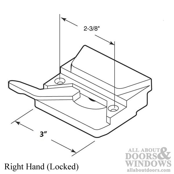 Left-Hand Casement Sash Lock, 2-3/8" Screw Holes