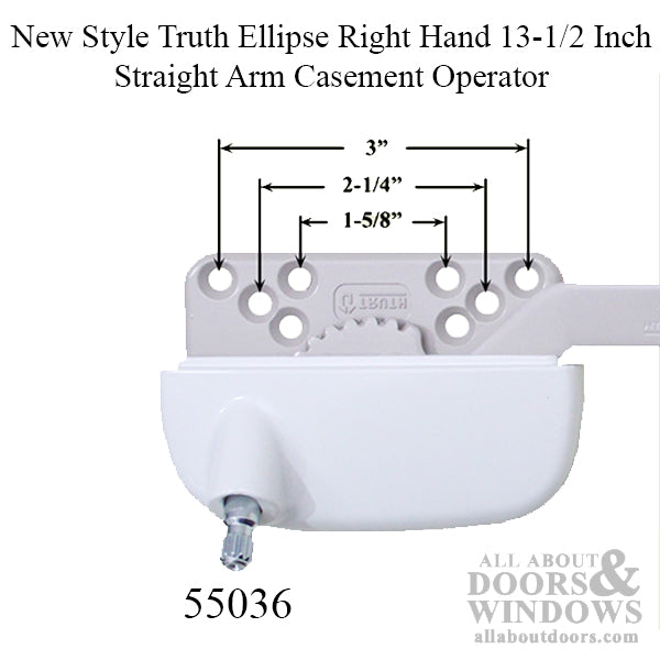 13-1/2 Inch Straight Arm Casement Operator - Choose Color, New Style Truth Ellipse Right Hand