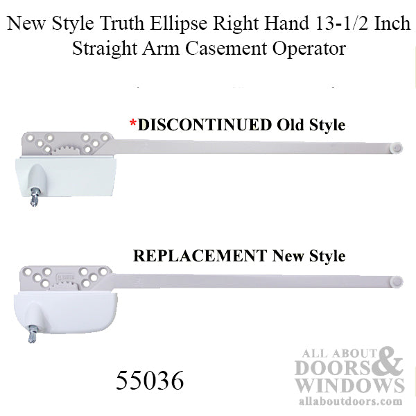 13-1/2 Inch Straight Arm Casement Operator - Choose Color, New Style Truth Ellipse Right Hand