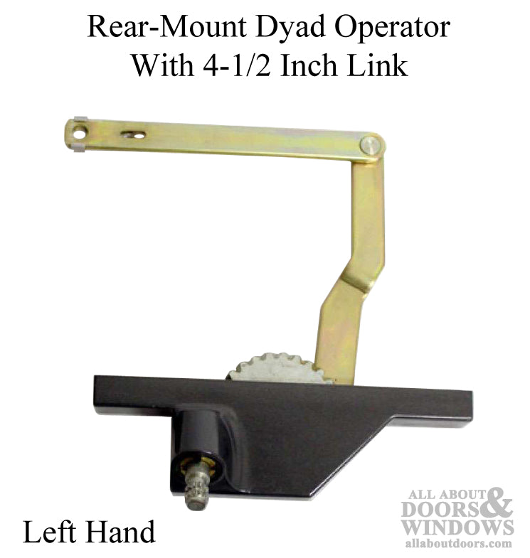Left Hand Rear Mount Dyad Window Operator, 4-1/2" Holes, Chestnut Bronze, Flat Link #30866