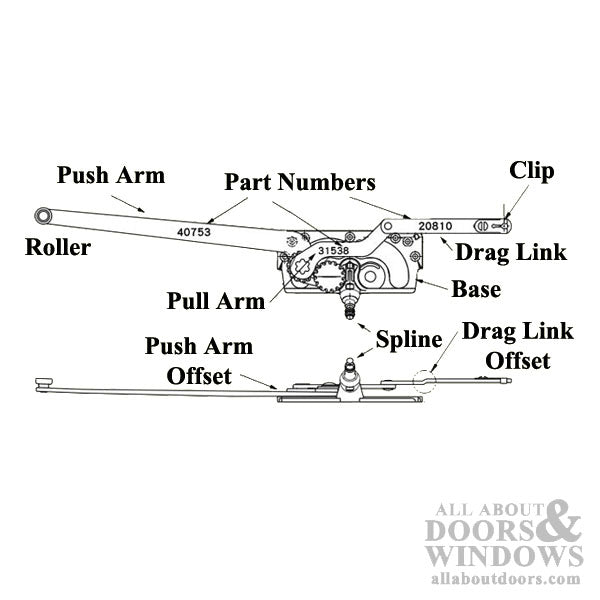 Truth Dual Arm Entrygard Casement Operator Left Hand Long Link 55053