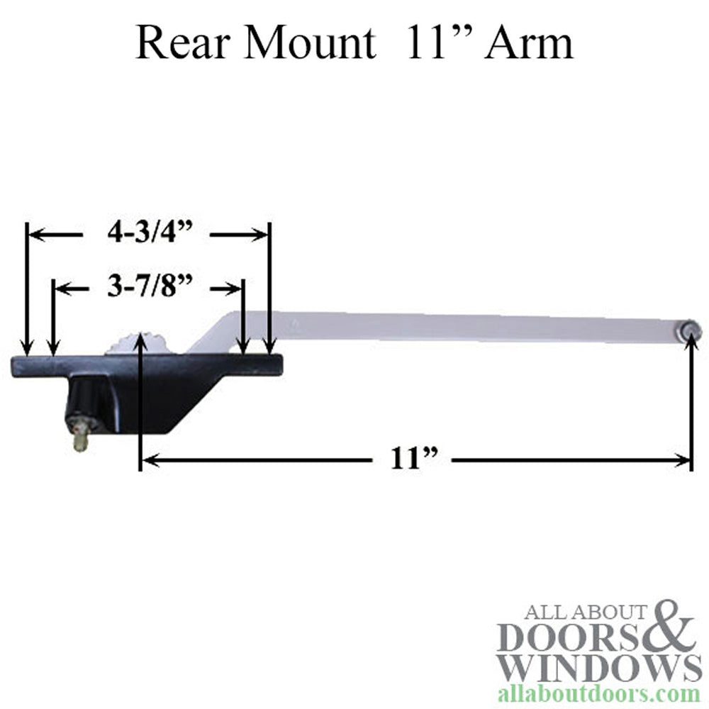 Truth® Left Hand 11 Inch Single Arm Rear Mount Casement Operator with Round Shoe - Choose Color