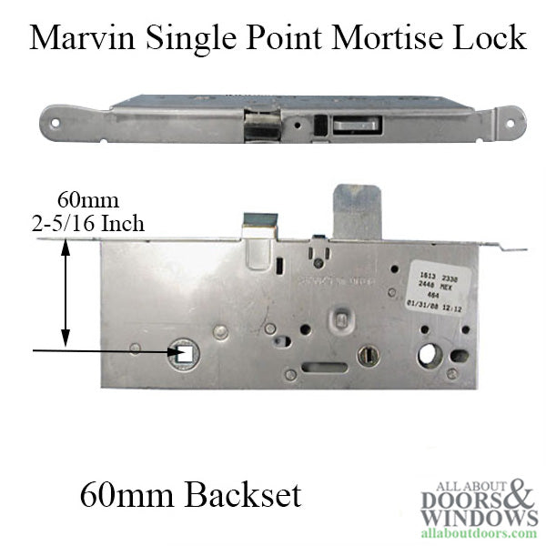 60mm Single Point Mortise Lock Body for Marvin, Caradco, Jeldwen Doors