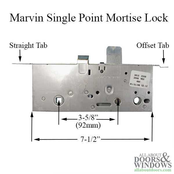 60mm Single Point Mortise Lock Body for Marvin, Caradco, Jeldwen Doors