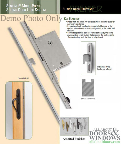 Sentinel XM-55 2-Point Sliding Door Lock, Stainless Steel
