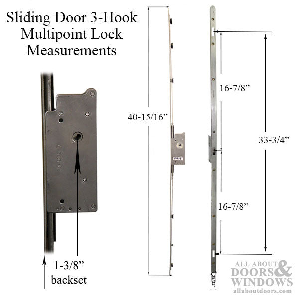 Sentinel 3-Hook 35mm Narrow Stile Multipoint Sliding Door Lock