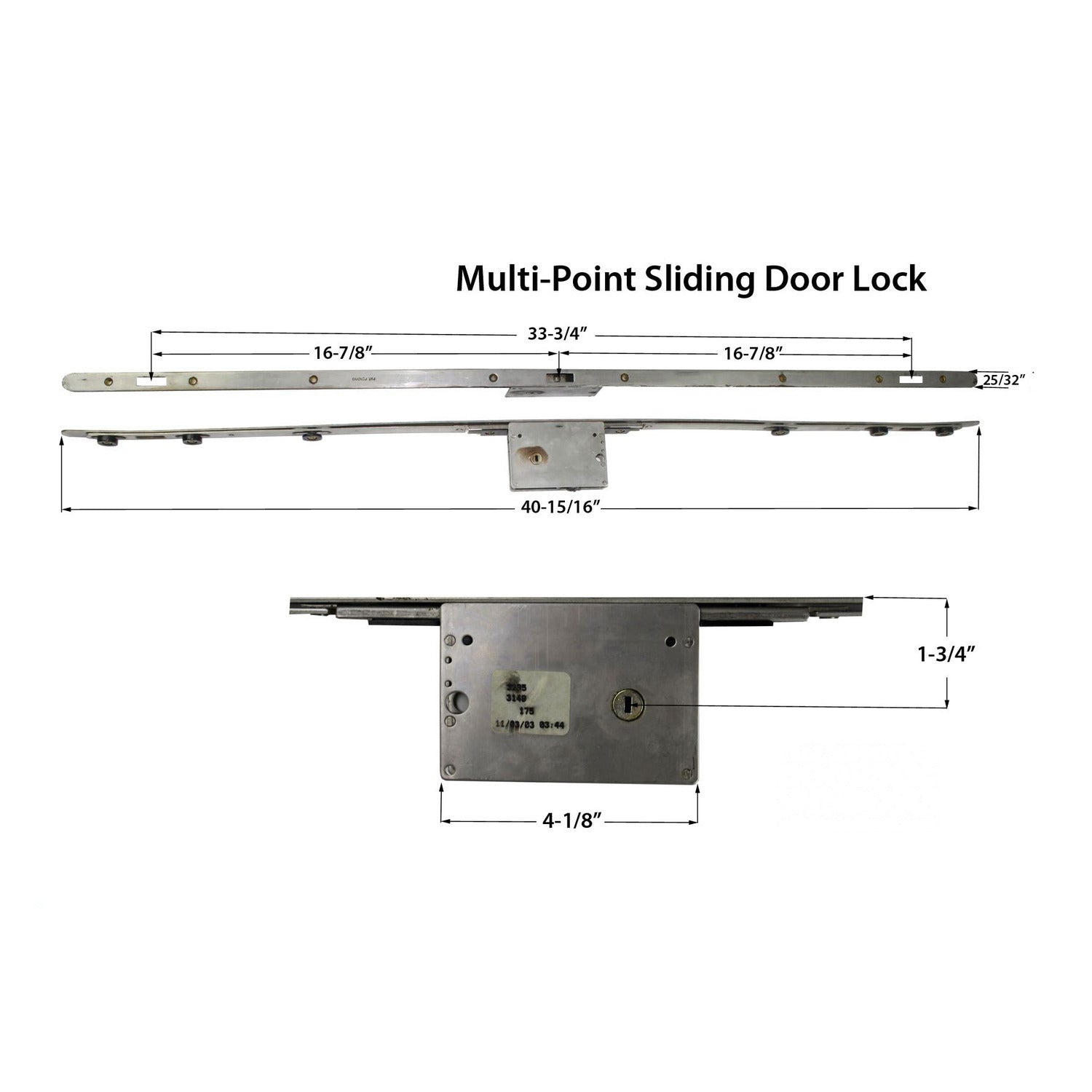 Marvin Multipoint Sliding Door Lock, 3 Hooks, 1-3/4" Backset