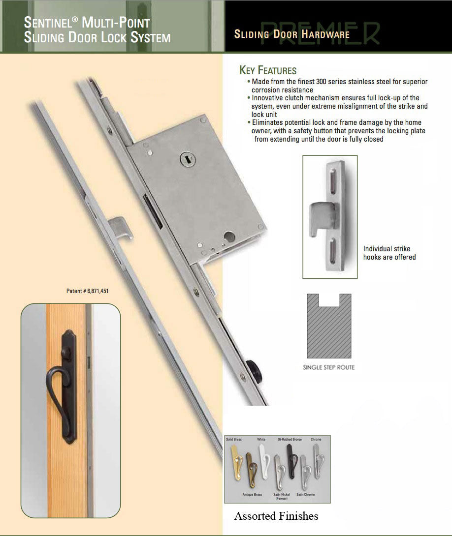 Amesbury Truth Single Point Sliding Door Lock, Yellow DiChromate