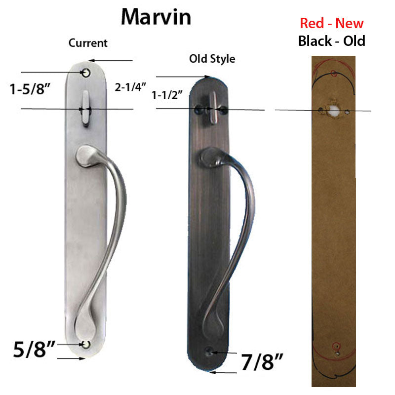 Marvin Multipoint Sliding Door Lock, 3 Hooks, 1-3/4" Backset