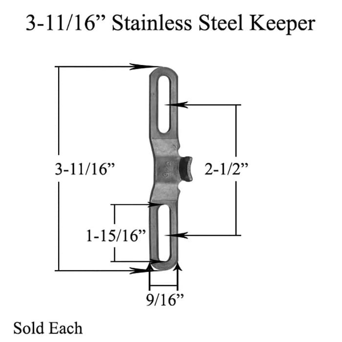 3-11/16" Stainless Steel Casement Window Keeper 20264 3/16