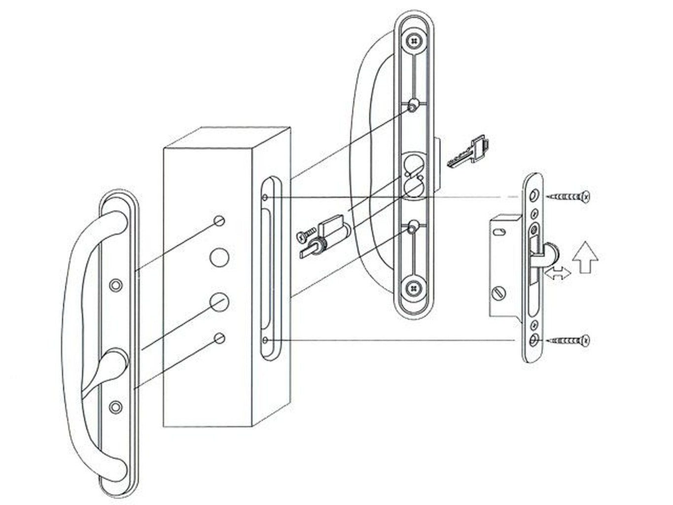 Mortise Lock Face Plate, Wide, 5-3/8 inch Hole Spacing