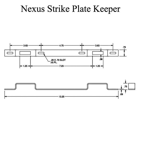 Wide 3/4" Sliding Door Keeper, Double Raised 13-1/4"