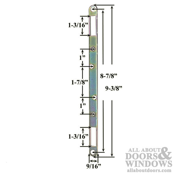 Trimplate Short Face Plate 9/16" x 9-3/8" Zinc Dichromate for Sliding Patio Doors