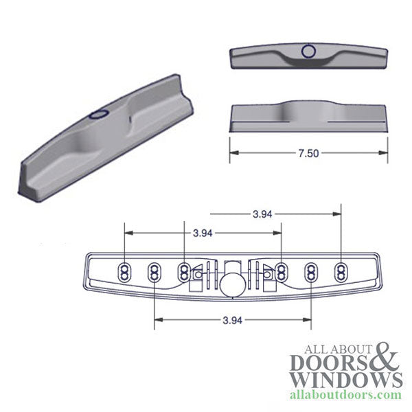 Outside Pull, 3.94 / 3-15/16'' Screw Hole Pattern - Choose Color