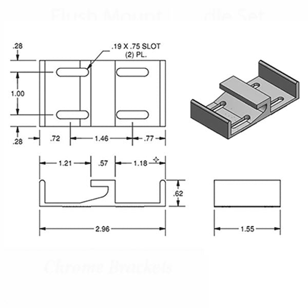 Wide 1-1/2" E-Shaped Sliding Glass Door Keeper – White