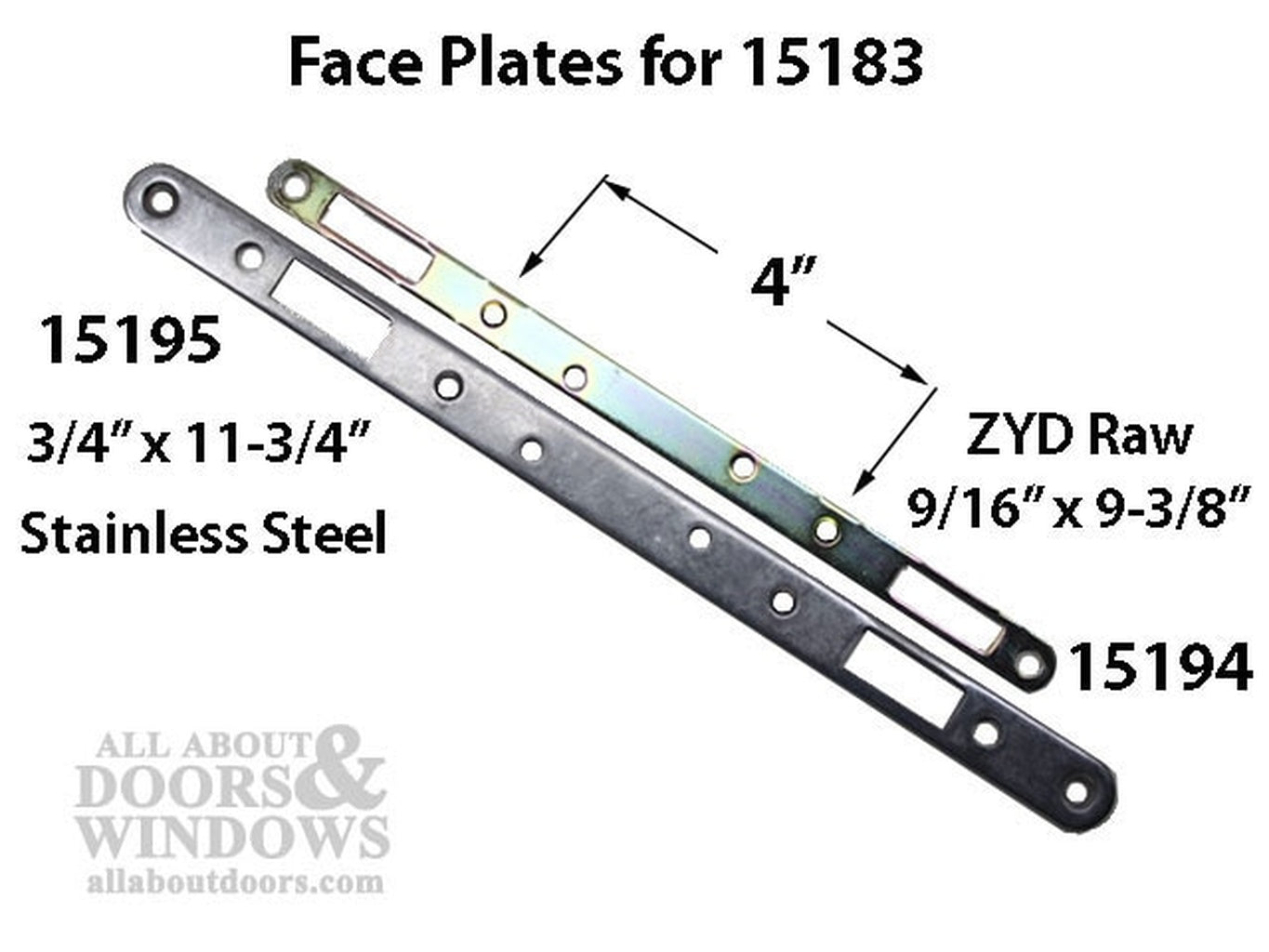Long Stainless Steel Face Plate 3/4" x 11-3/4" for 2-Point Mortise Lock