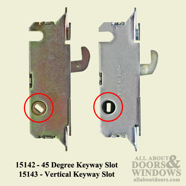 W&F Style Mortise Lock, Vertical Slot for Metal Sliding Patio Doors