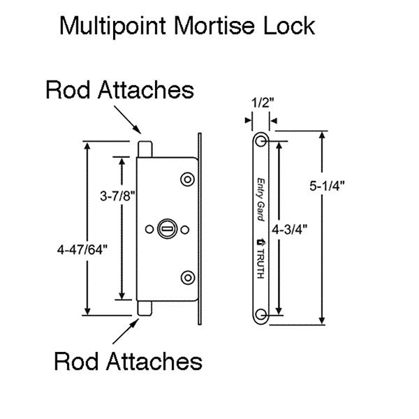 Truth 40504 Multi-Point Vertical Rod Sliding Door Lock