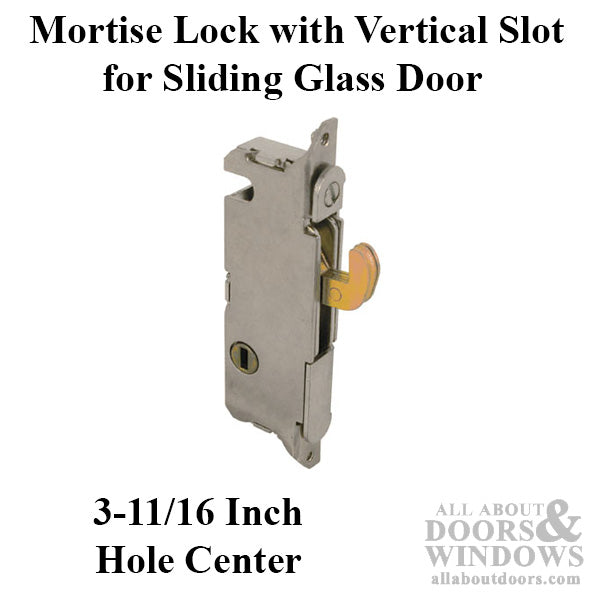 W&F Style Mortise Lock, Vertical Slot for Metal Sliding Patio Doors