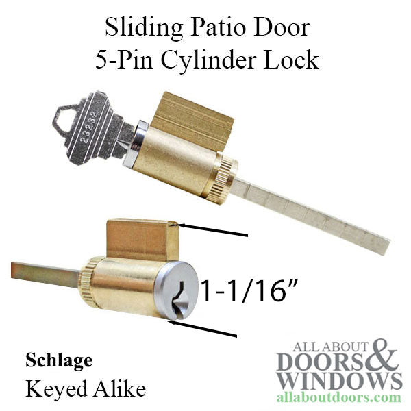 5-Pin Keyed Alike Cylinder Lock for Sliding Patio Doors