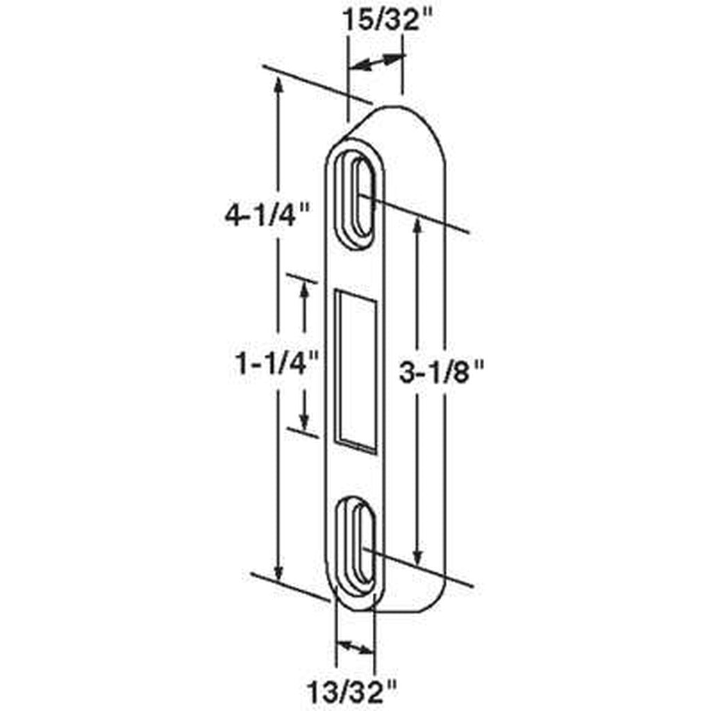 2153 Strike Plate for Sliding Patio Door, 1/2" x 4-3/16" Face, Raised 1/2"