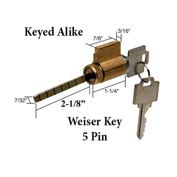 Weiser WR 5-Pin Cylinder Lock, Keyed Alike for Sliding Glass Doors