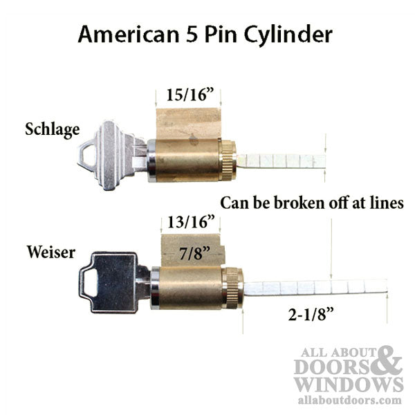 Weiser WR 5-Pin Cylinder Lock, Keyed Alike for Sliding Glass Doors
