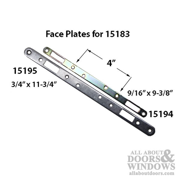 Trimplate Short Face Plate 9/16" x 9-3/8" Zinc Dichromate for Sliding Patio Doors