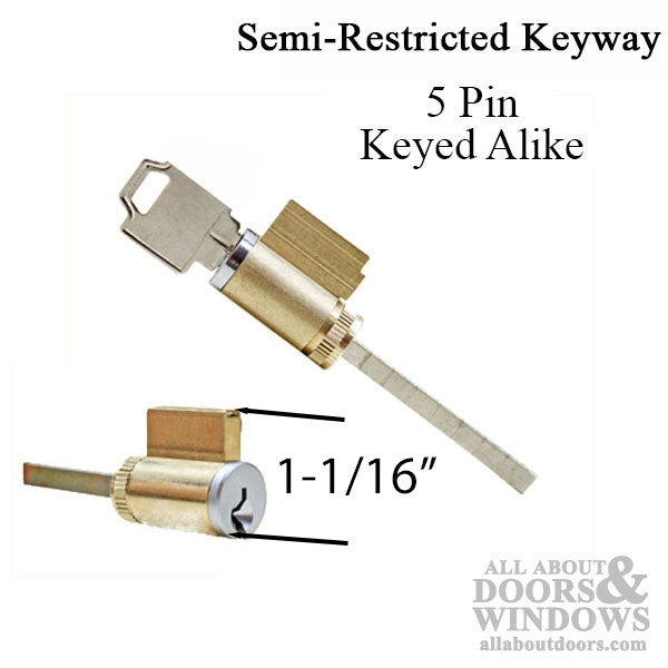 Weiser WR 5-Pin Cylinder Lock, Keyed Alike for Sliding Glass Doors