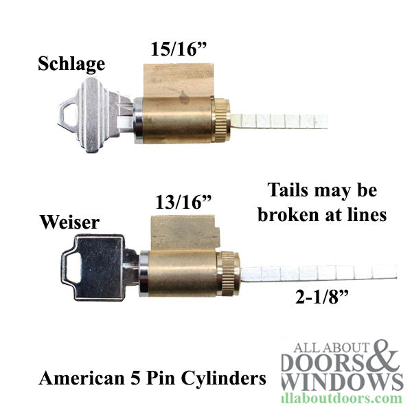 5-Pin Keyed Alike Cylinder Lock for Sliding Patio Doors
