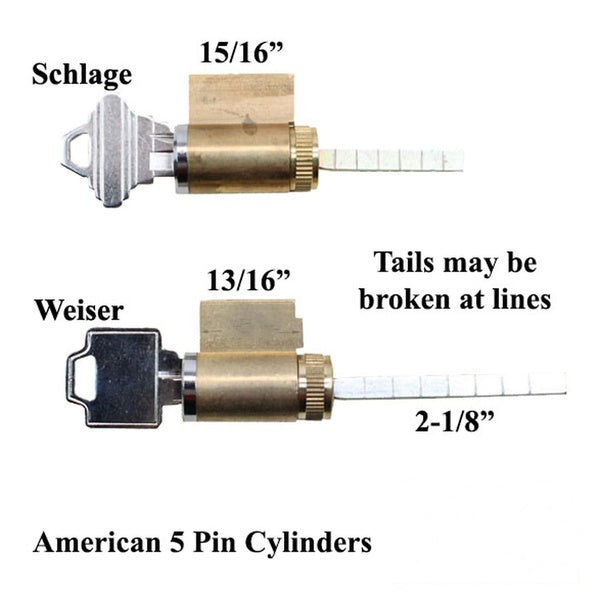 5-Pin Keyed Alike Cylinder Lock for Sliding Patio Doors