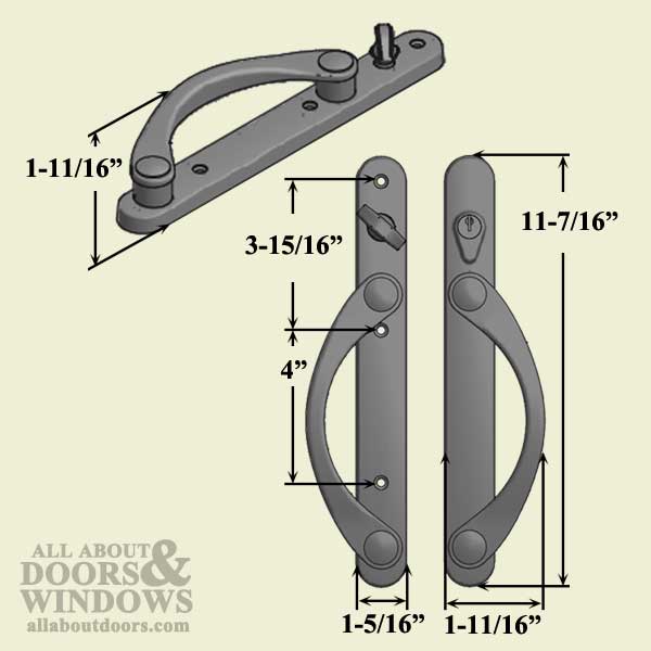 Titan Keyed Handle Set for 1-3/4" Active Sliding Door – Black