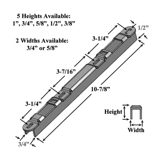 1/2" Raised Dual Point Sliding Door Keeper, Stainless Steel