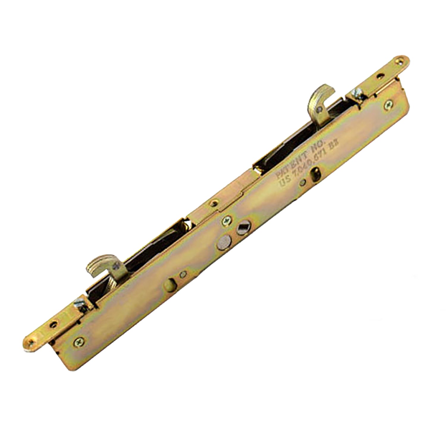 2-point Double Hook Sliding door lock, Center Drive, No Faceplate - Choose Material