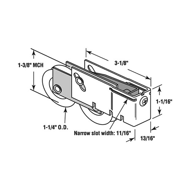 1-1/4" Steel Tandem Roller Assembly for Wells M-1100/M-2000 Doors