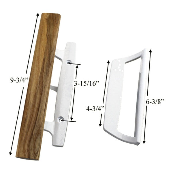 White Mortise Handle Set for Sliding Patio Doors, 3-15/16"
