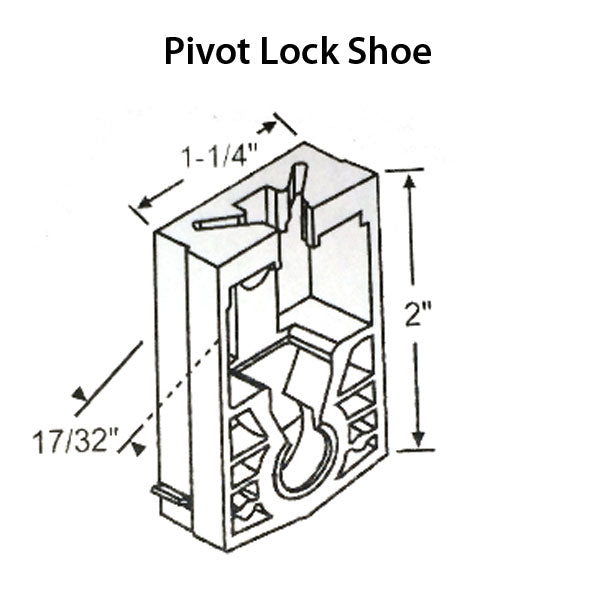 Pivot Lock Shoe 1.25 X .530 Molded Plastic Metal Spring Hardware